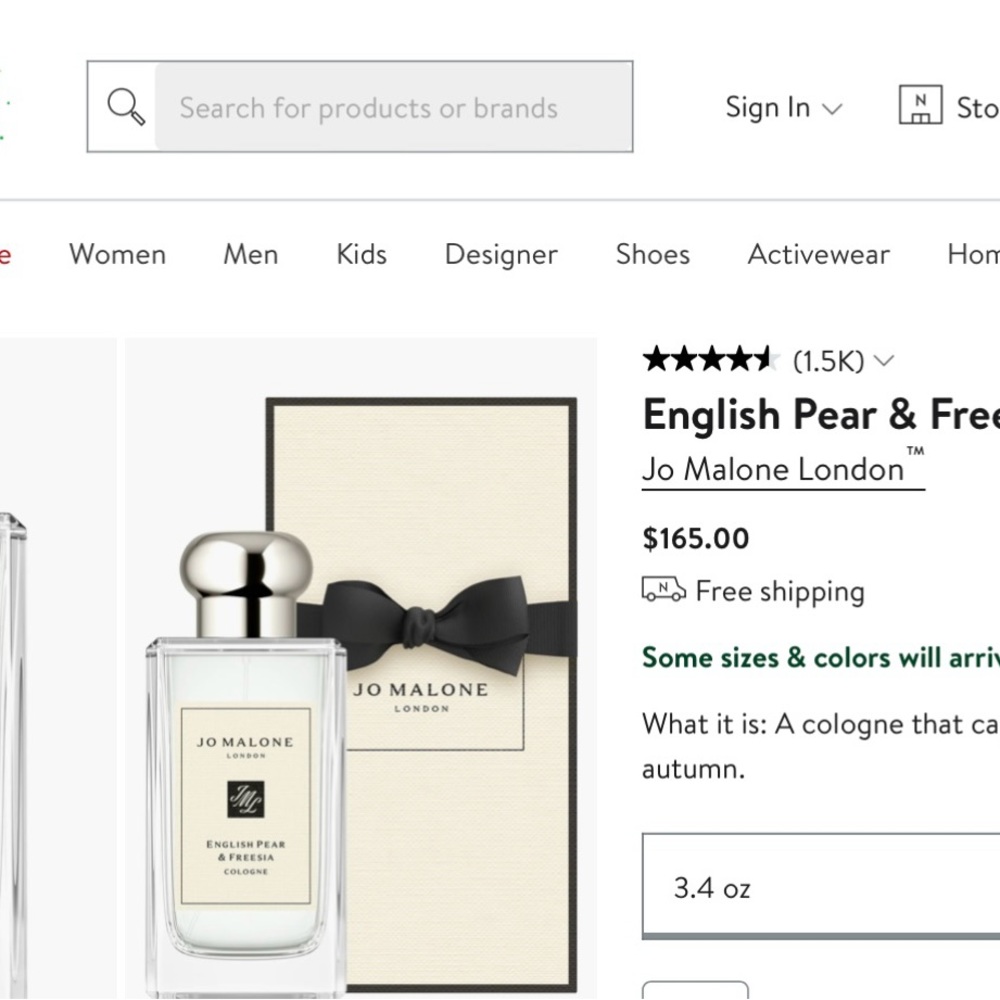 Jo Malone 3.4 oz /cologne pear & freesia